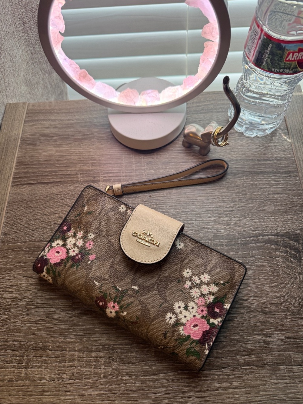 Coach Travel Wallet Brown Pink Phone